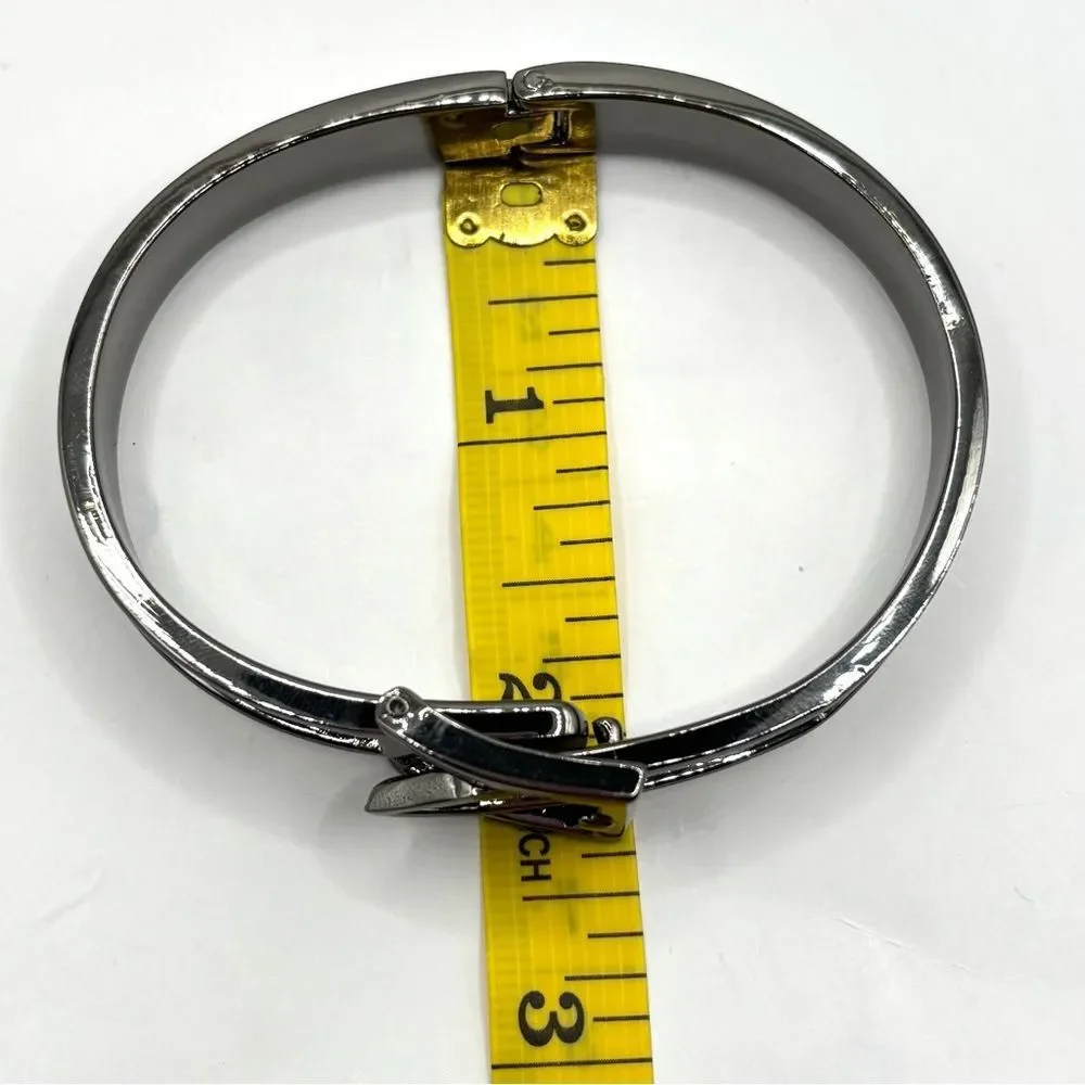Gun Metal and Silver Sparkle Buckle Bangle Bracelet